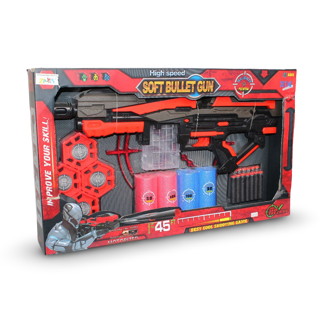 High Speed Soft Bullet Gun – with 14 Soft Bullets