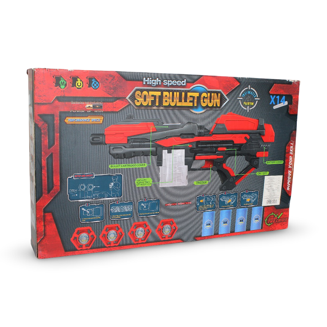 High Speed Soft Bullet Gun – with 14 Soft Bullets