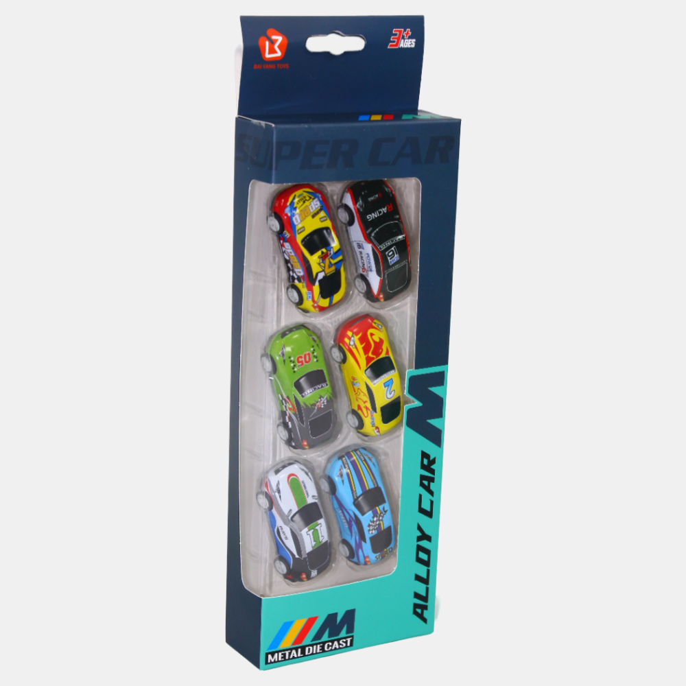 Set of 6 Racing Cars for Kids – Multicolor