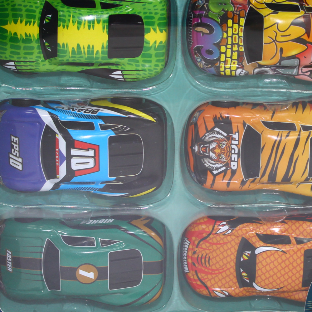 Set of 9 Die Cast Racing Cars for Kids With Pullback Function – Multicolor