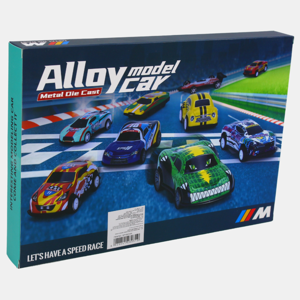 Set of 9 Die Cast Racing Cars for Kids With Pullback Function – Multicolor