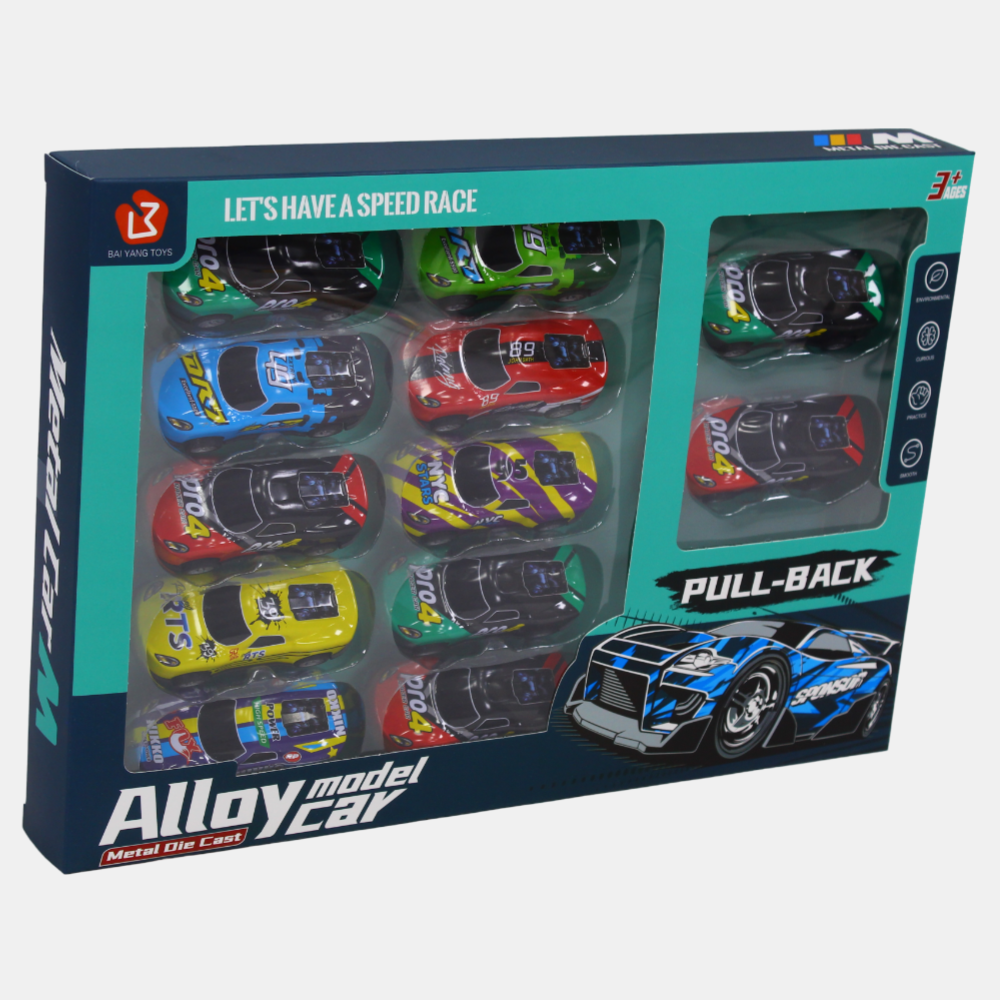 Set of 12 Metal Racing Cars for Kids – Fast & Fun Playset with Pullback Feature