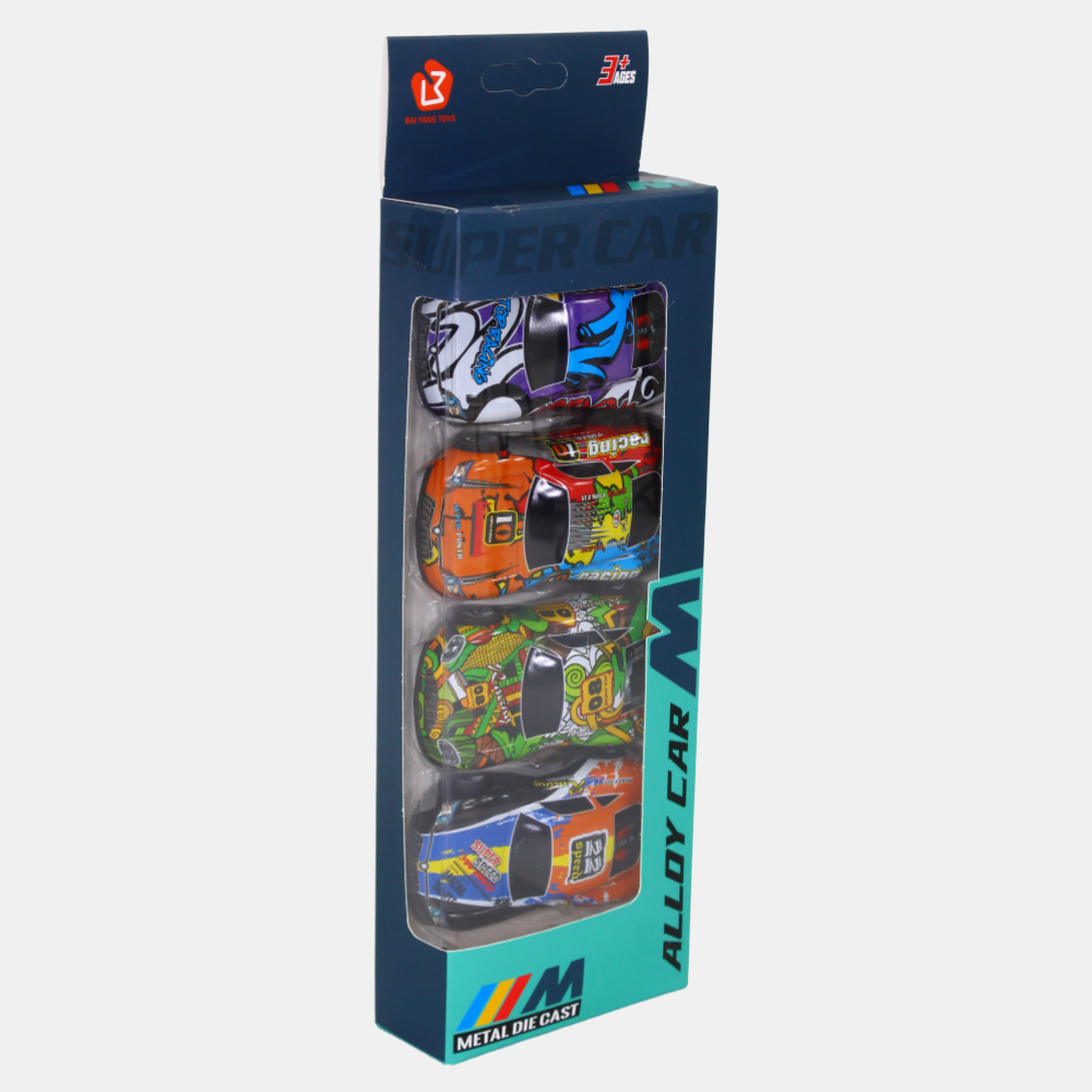Set of 4 Die Cast Racing Cars for Kids – Multicolor