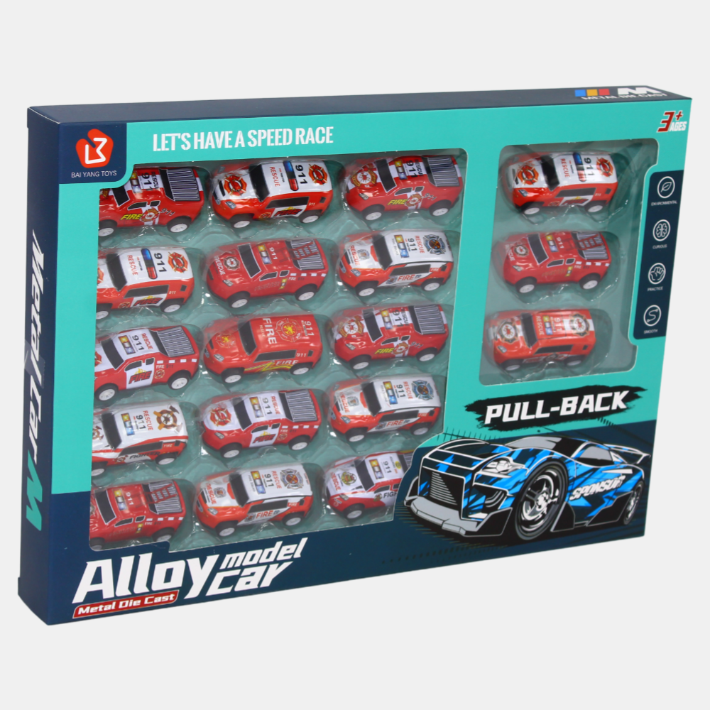 Set of 18 Metal Racing Cars – Pull-Back Feature