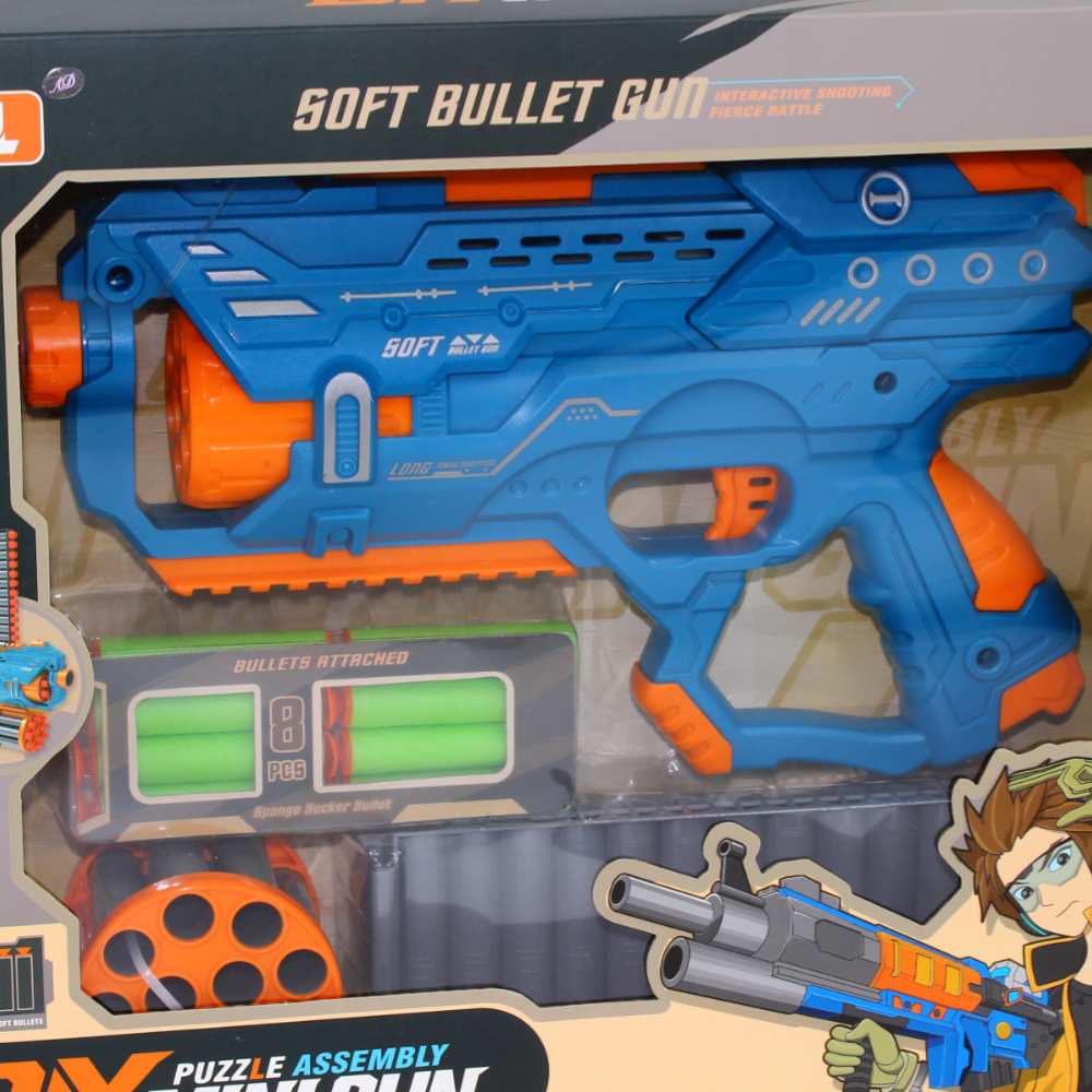 Puzzle Assembly Soft Bullet Gun – Safe & Fun Toy for Kids (Blue)