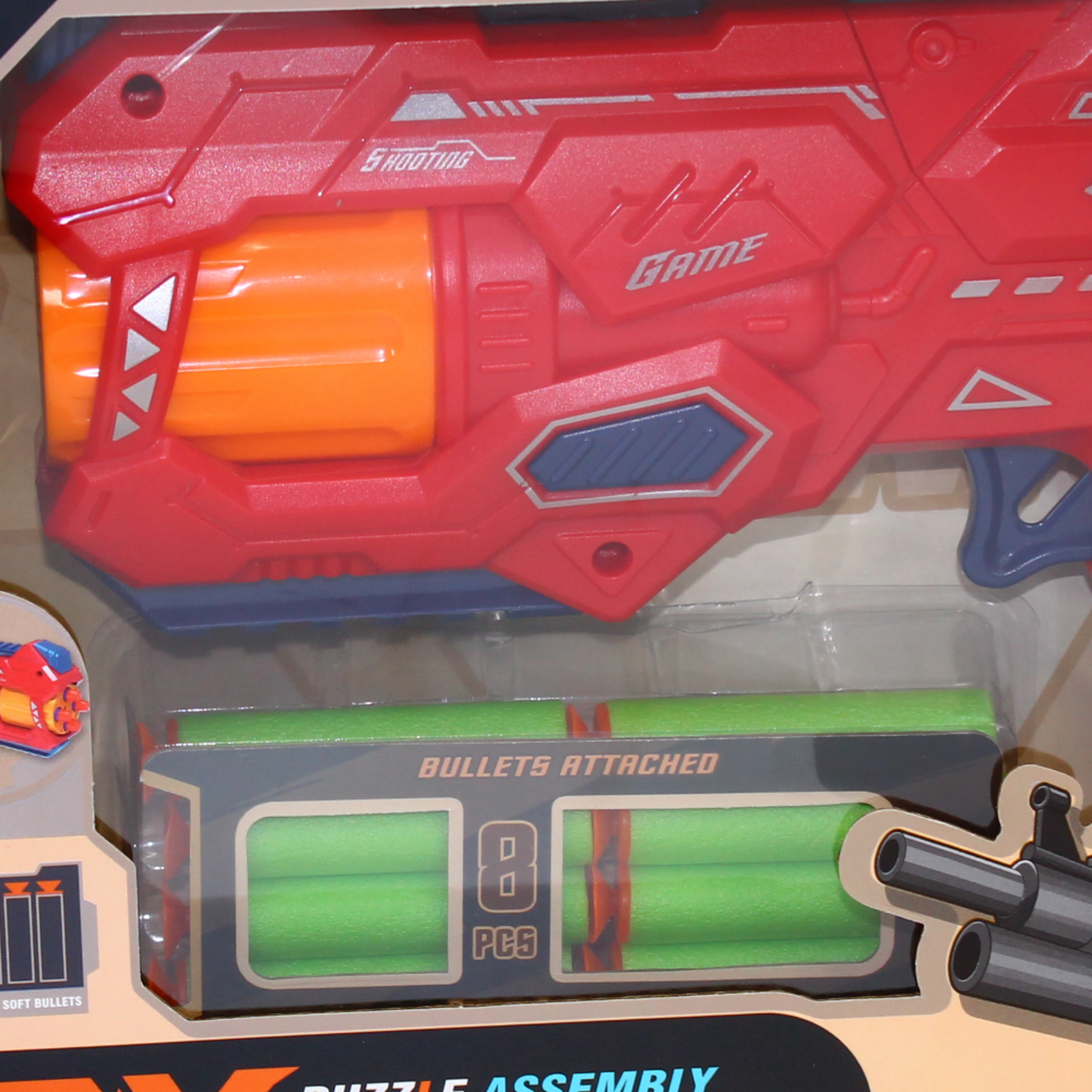 Puzzle Assembly Soft Bullet Gun – Safe & Fun Toy for Kids (Red)