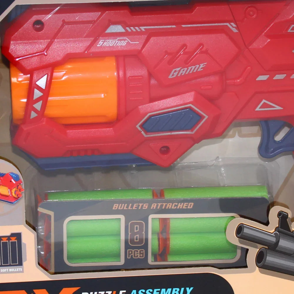 Puzzle Assembly Soft Bullet Gun – Safe & Fun Toy for Kids (Red)