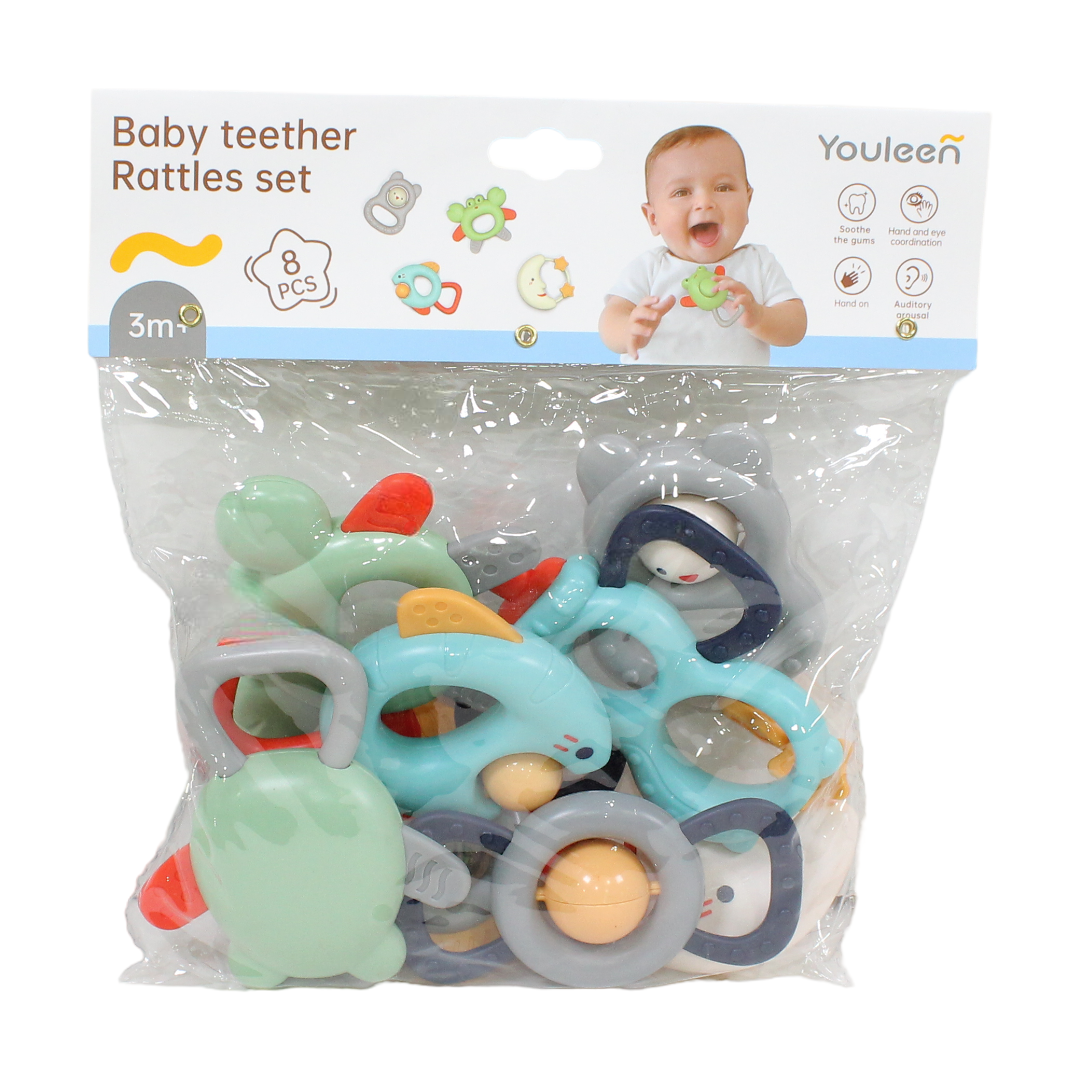 Youleen Baby Teether and Rattle Set – 8 Pcs