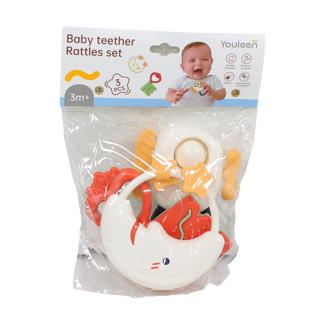 Youleen Baby Teether and Rattle Set – 3 Pcs