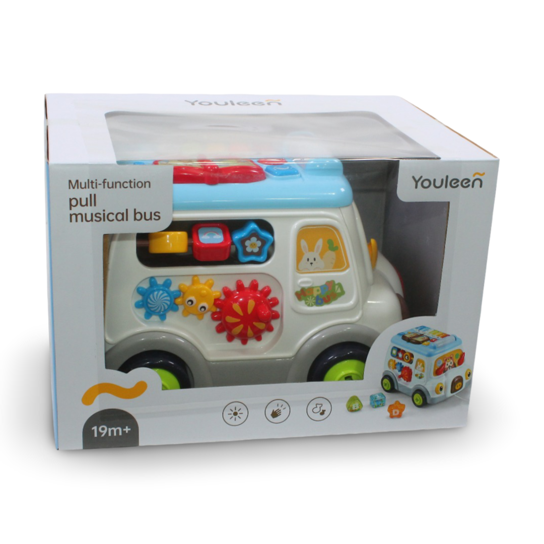 Youleen Multi-Function Pull Musical Bus - Toys