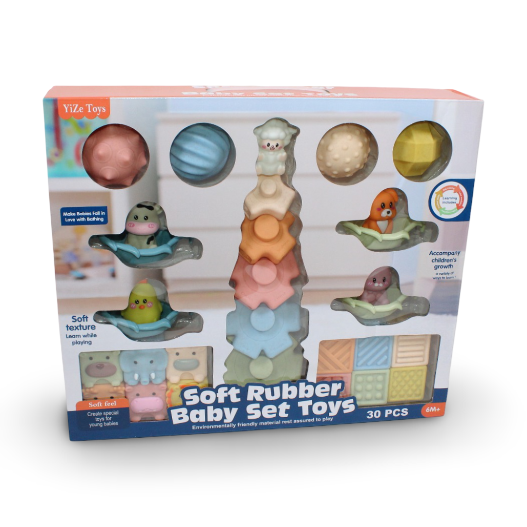 YiZe Toys Soft Rubber Baby Set – 30 Pcs