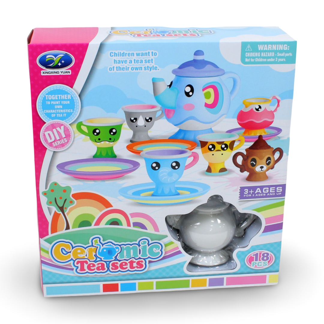 Xingxing Paint Your Own Ceramic Tea Set – 18 Pcs - Toys