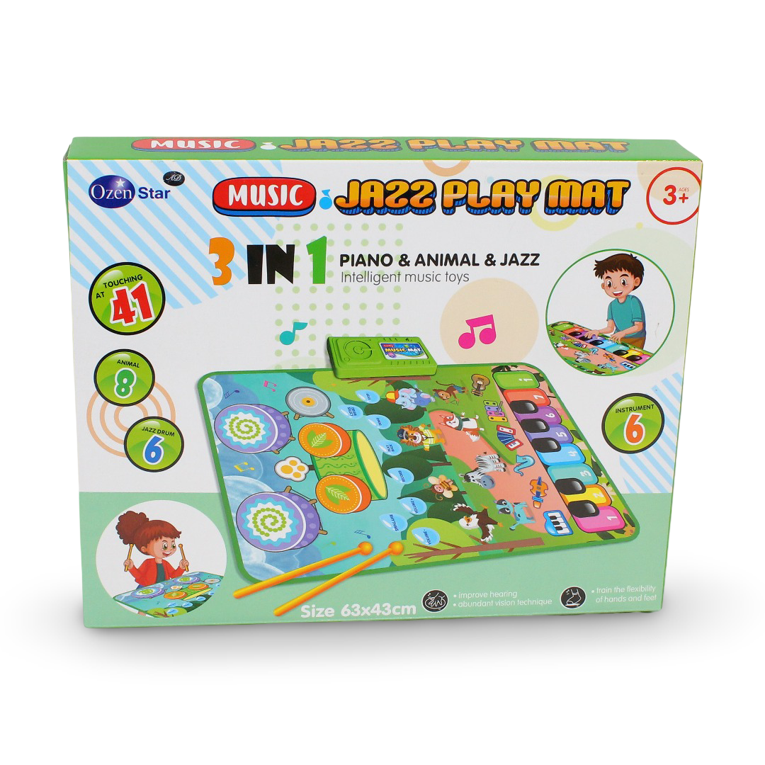 Ozen Star 3-in-1 Piano, Animal, and Jazz Drum Musical Play Mat - Toys