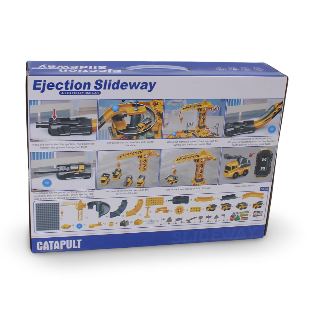 Ejection Slideway Alloy Pulley Rail Car Toy Set - 55 Pcs