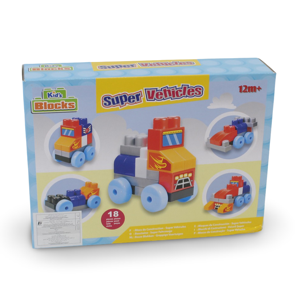 Kid's Blocks Super Vehicles Building Blocks Set - 18 Pcs