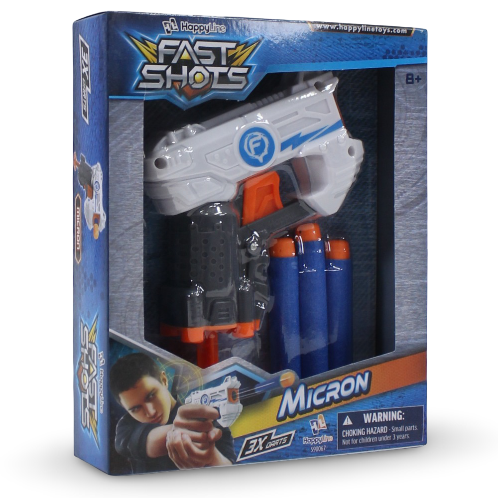 Fast Shots Foam Launcher Set – Micron Blaster with 3 Foam Darts