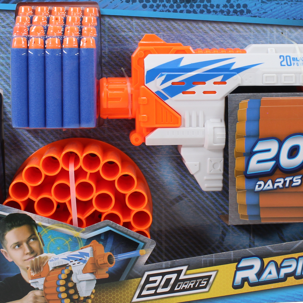 Fast Shots Foam Launcher Set – Rapid Gamma 2 Blaster with 20 Darts