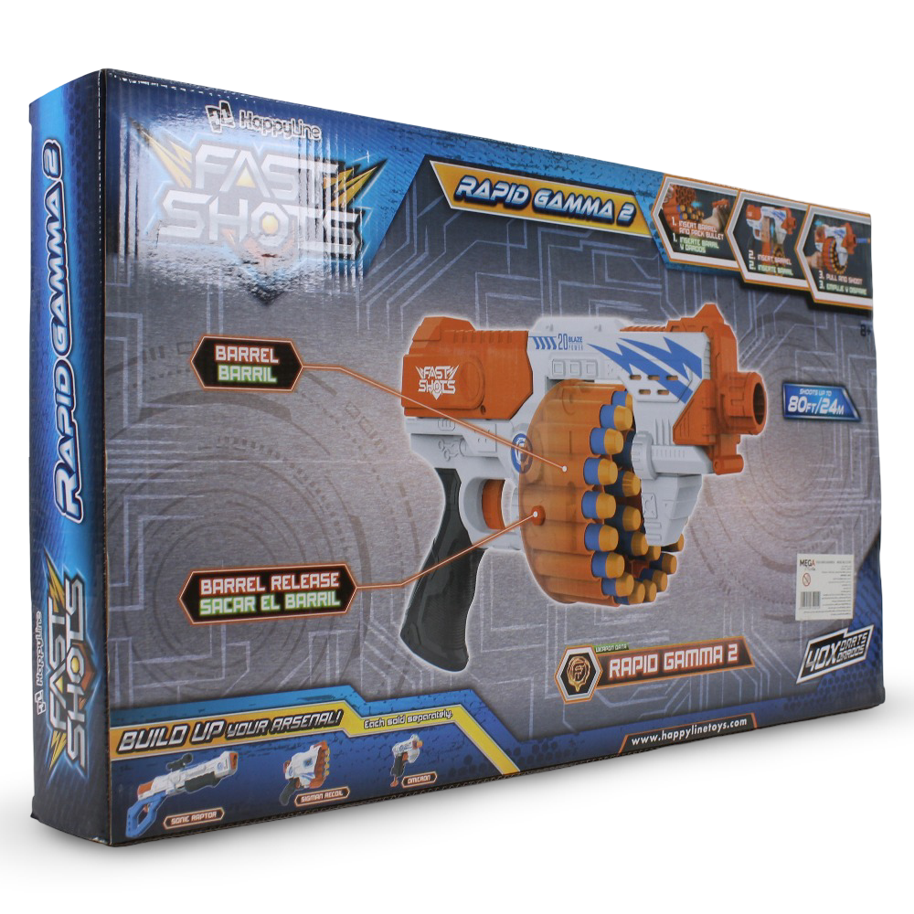 Fast Shots Foam Launcher Set – Rapid Gamma 2 Blaster with 40 Darts & 2 Barrels