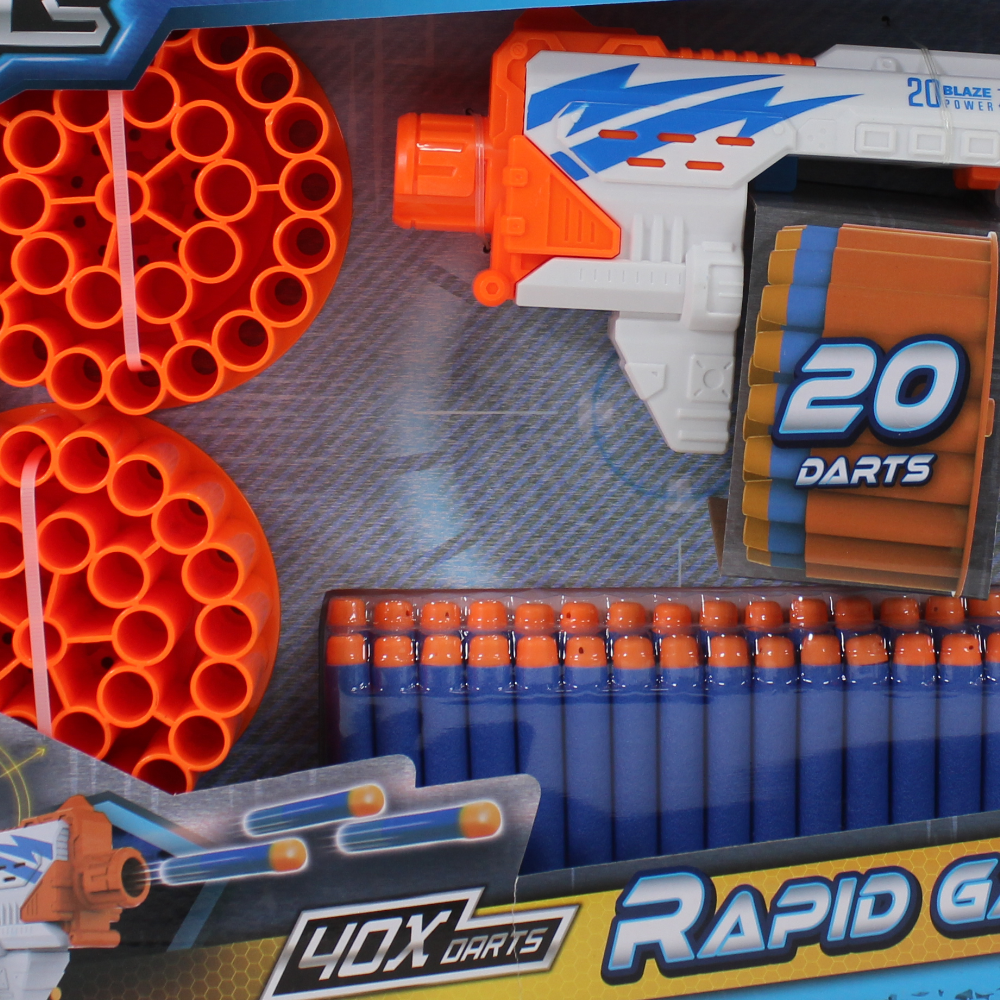 Fast Shots Foam Launcher Set – Rapid Gamma 2 Blaster with 40 Darts & 2 Barrels