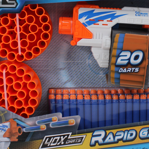Fast Shots Foam Launcher Set – Rapid Gamma 2 Blaster with 40 Darts & 2 Barrels