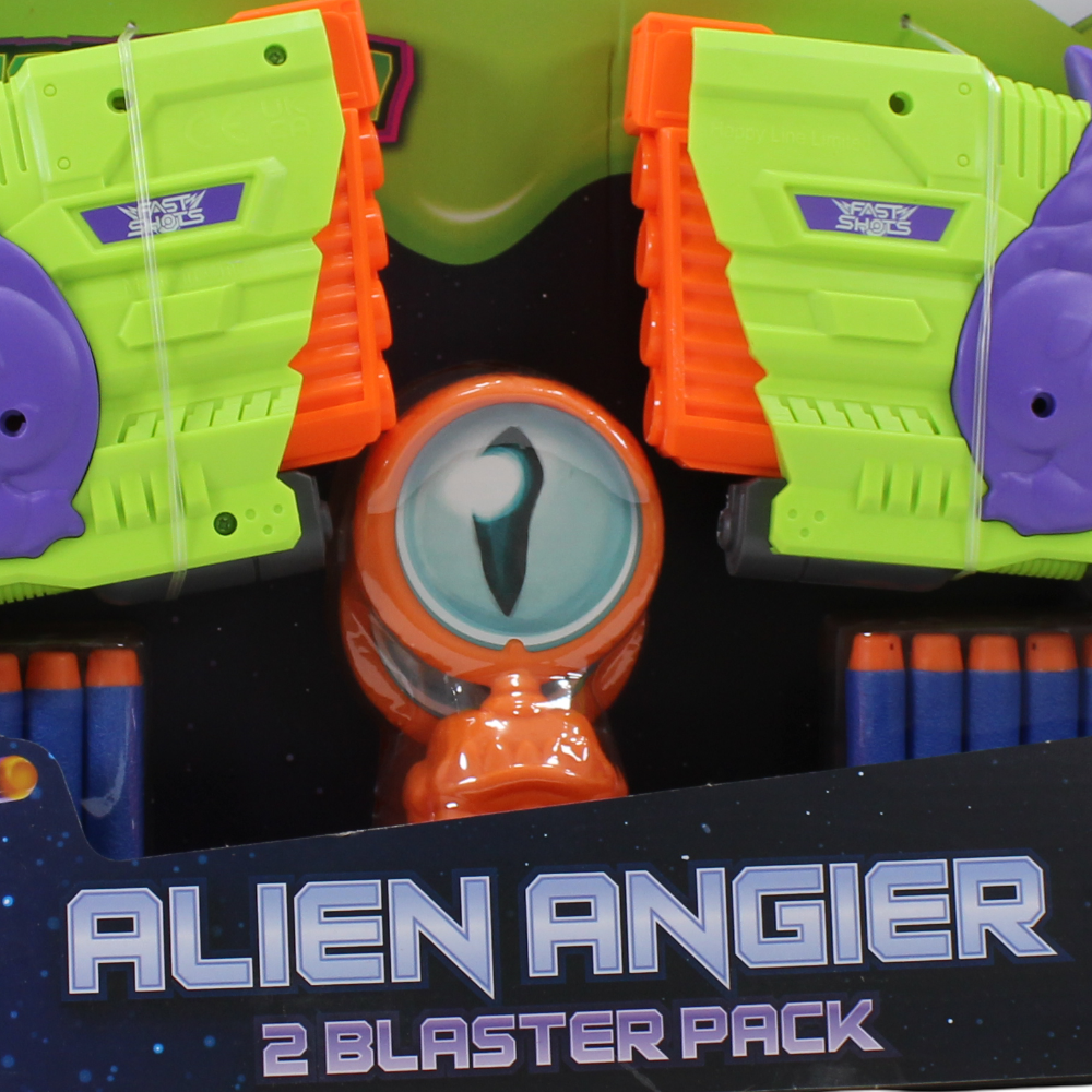 Fast Shots Foam Launcher Set – Alien Angier 2 Blaster Pack with 16 Darts