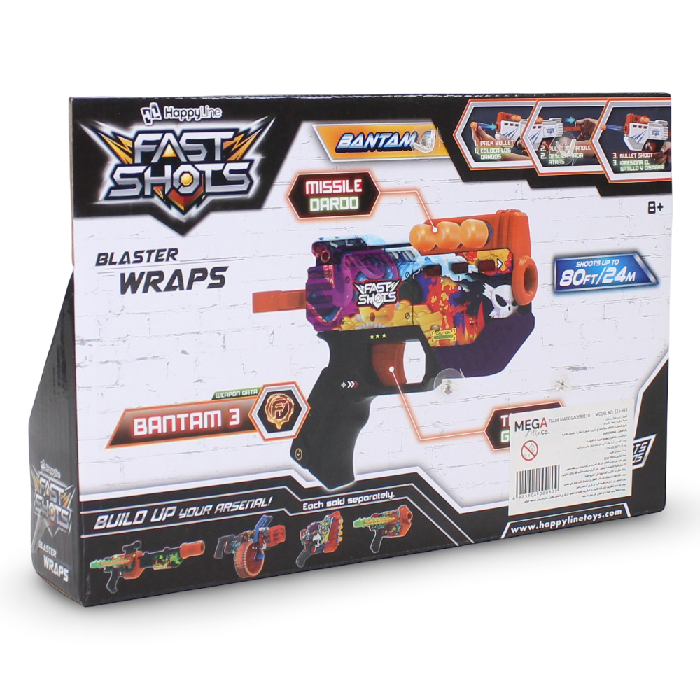 قاذفة Happy Line Fast Shots Bantam 3 الفوم - 4 سهام فوم
