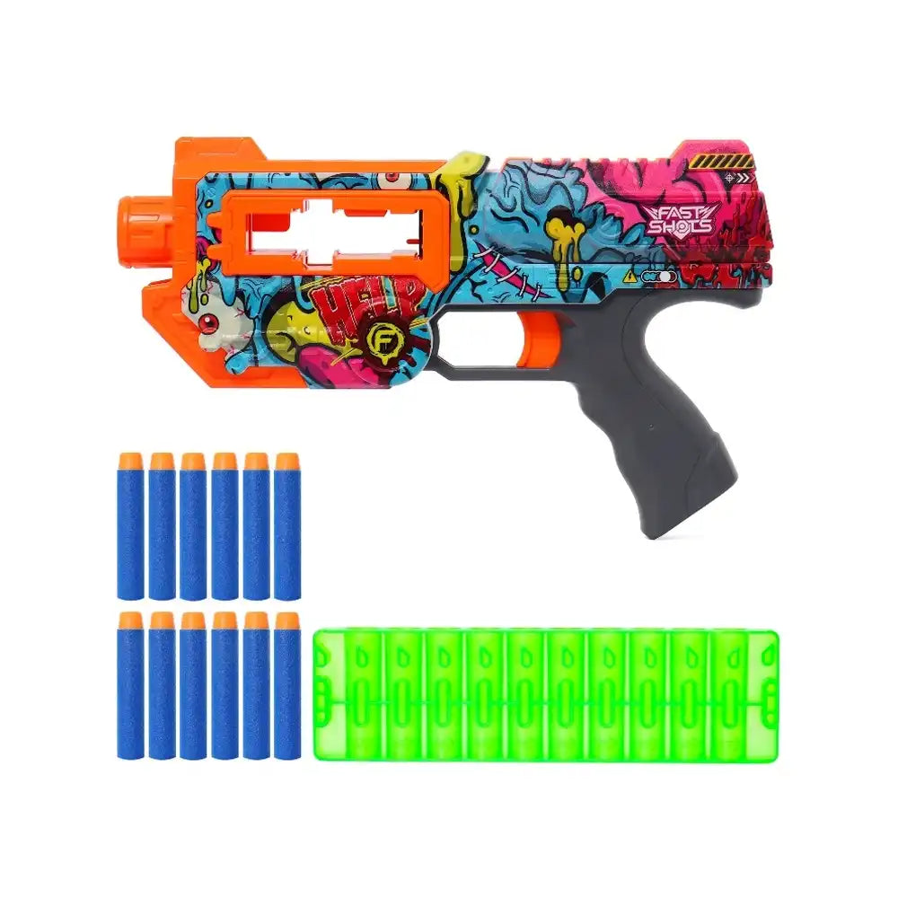 Happy Line Fast Shots Shadow 10.0 Blaster Wraps Foam Launcher - 12 Foam Darts