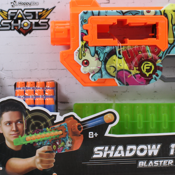 Happy Line Fast Shots Shadow 10.0 Blaster Wraps Foam Launcher - 12 Foam Darts