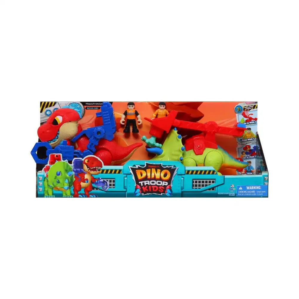 Happy Line Dino Troop Kids Triceraptor and T-Rex with Sound