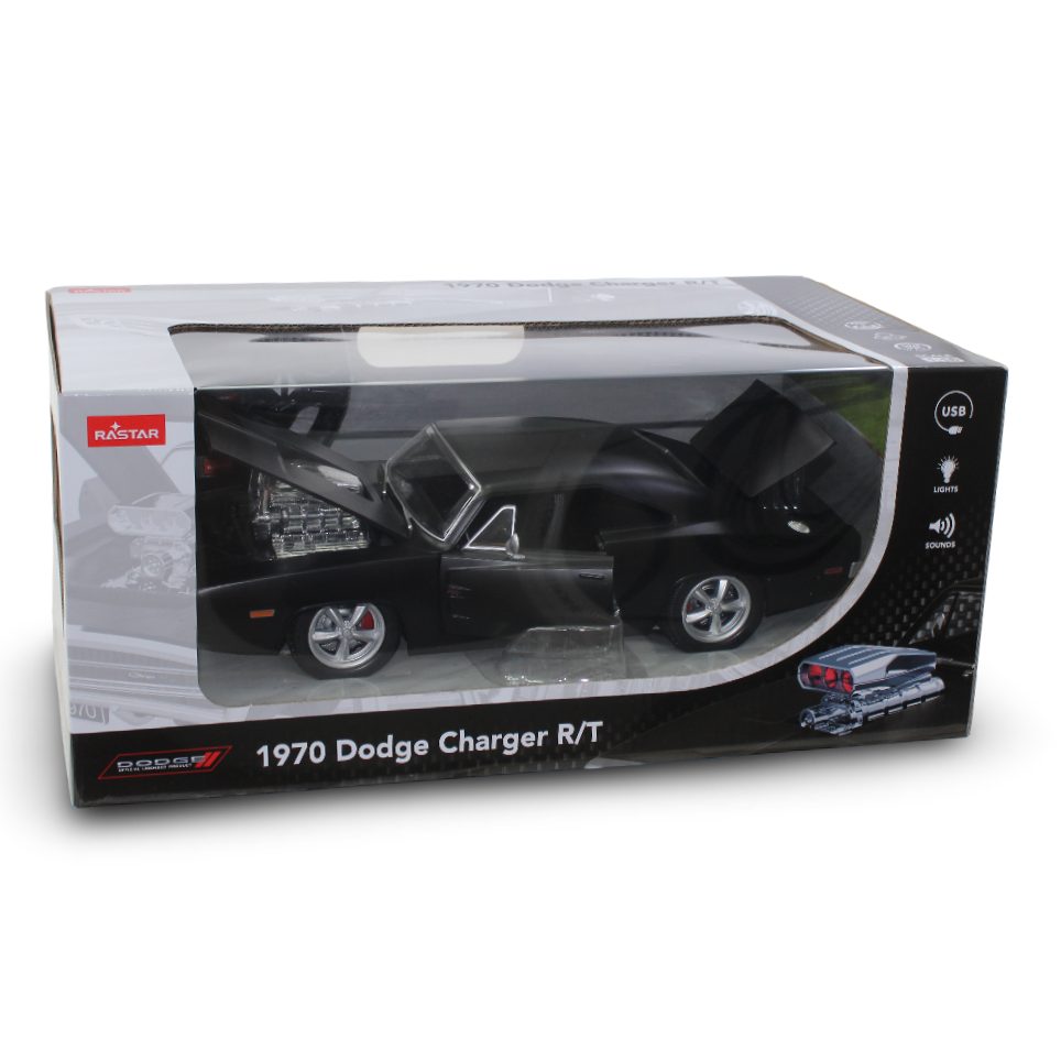 Rastar 1970 Dodge Charger 1:16 Scale with Remote Control – Black