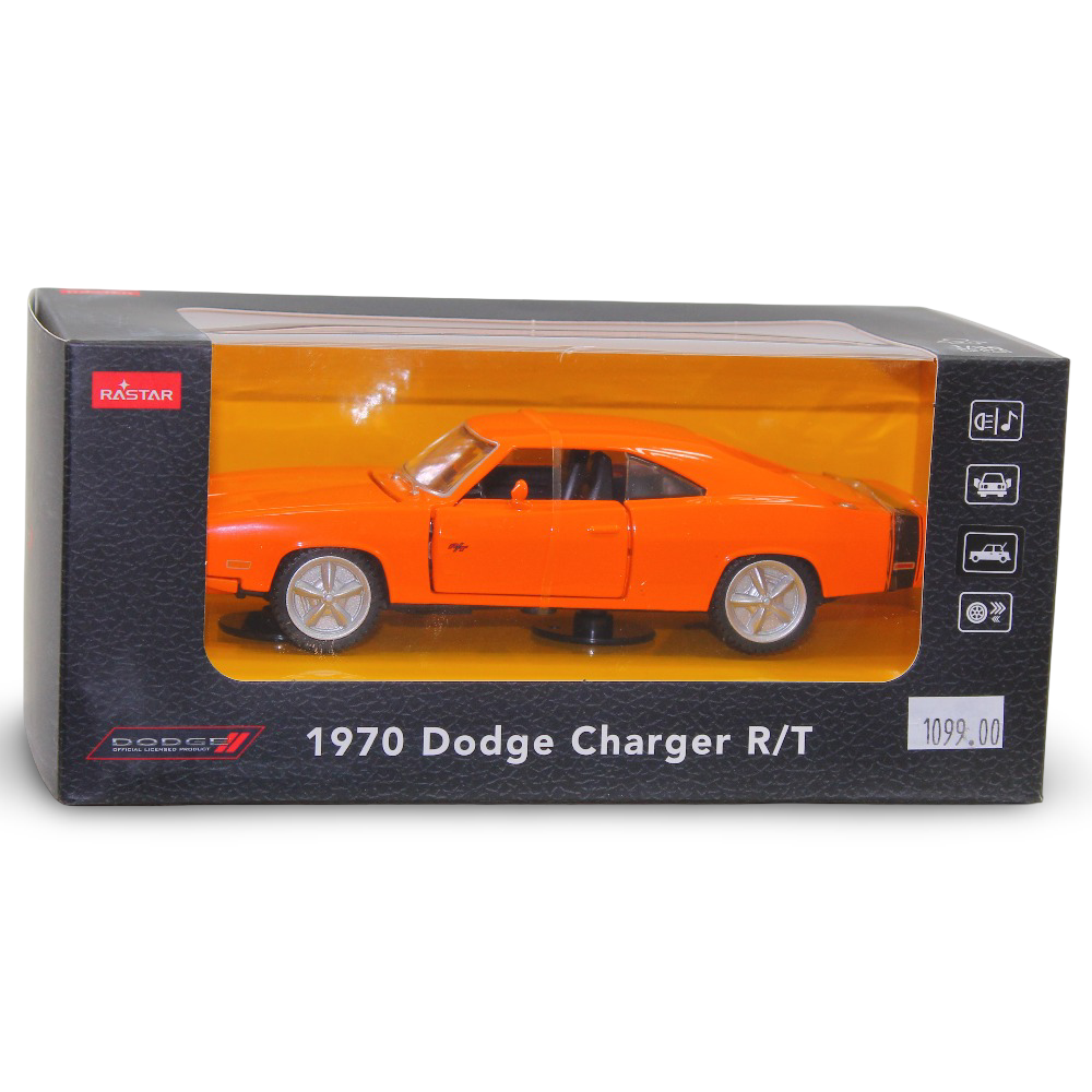 Rastar Die-Cast 1970 Dodge Charger R/T – 1:36 Scale Model Car (Orange)