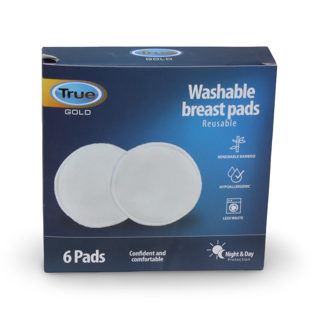 True Gold Washable Breast Pads – 6 Pads - Baby Essentials