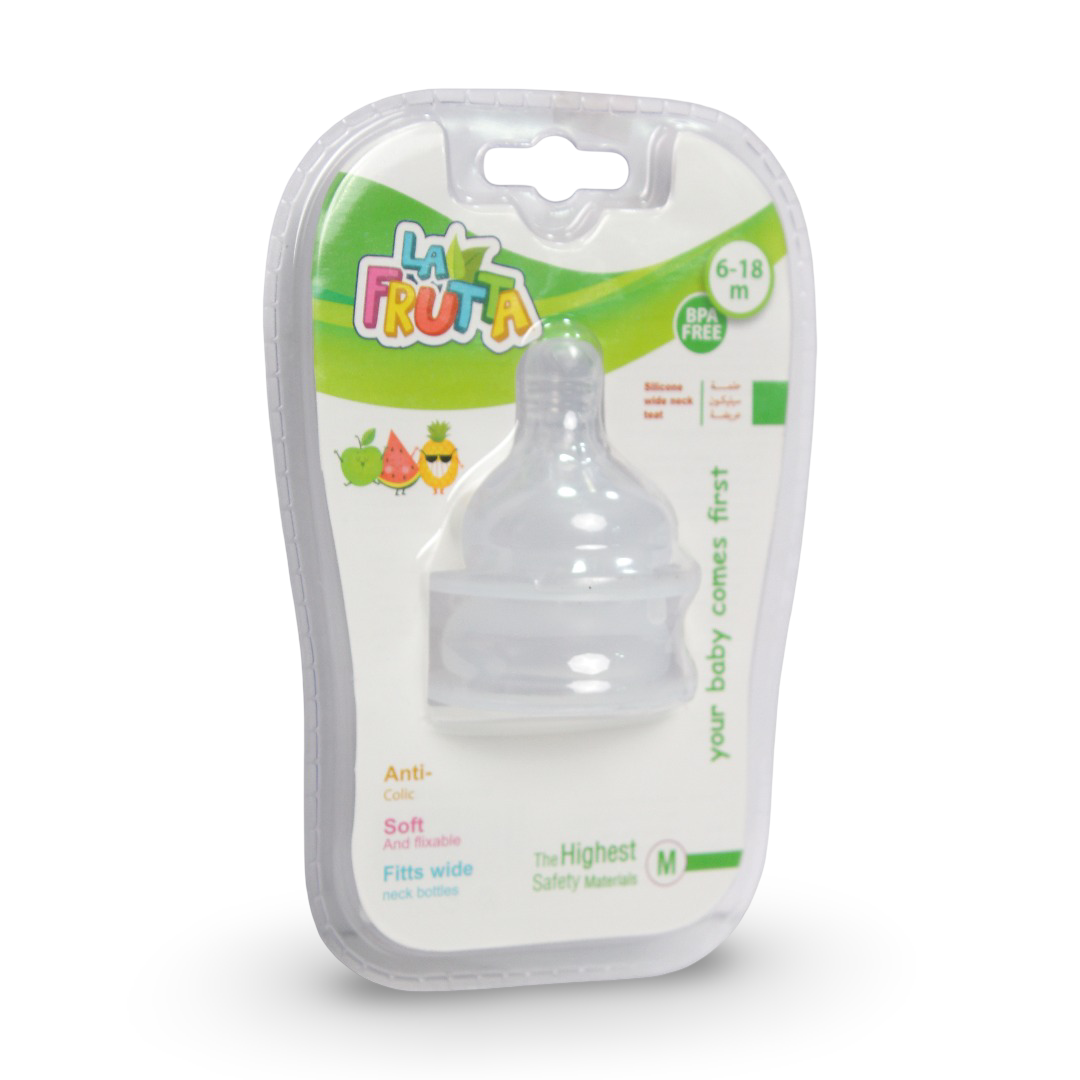 La Frutta Silicone Wide Neck Nipple Size M – 2 Pcs - Baby Essentials