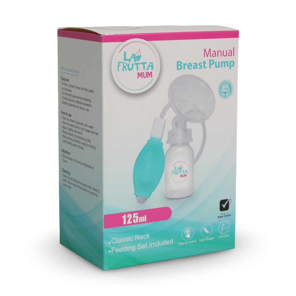 La Frutta Mum Manual Breast Pump with Feeding Bottle 125 ml - Pink