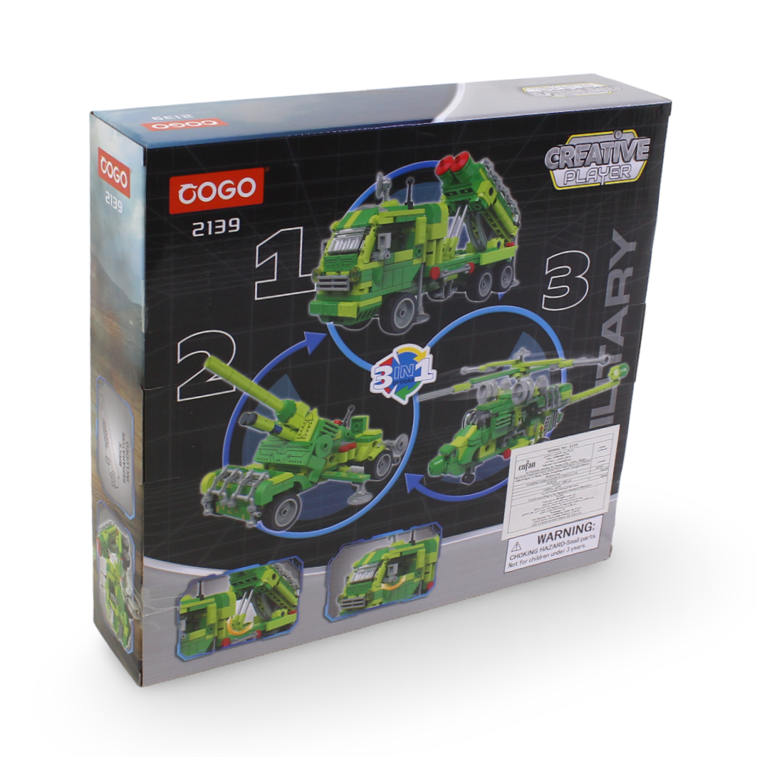 Cogo Creative Player 3-in-1 Military Vehicle Building Blocks Set – 345 Pcs