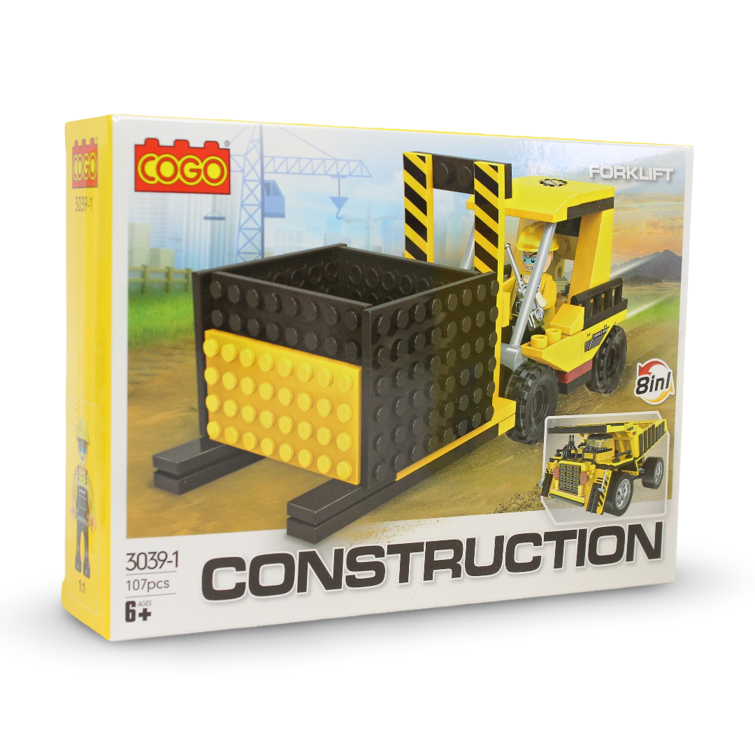 Cogo Construction Series Heavy Transport Vehicle Building Block Set 8in1