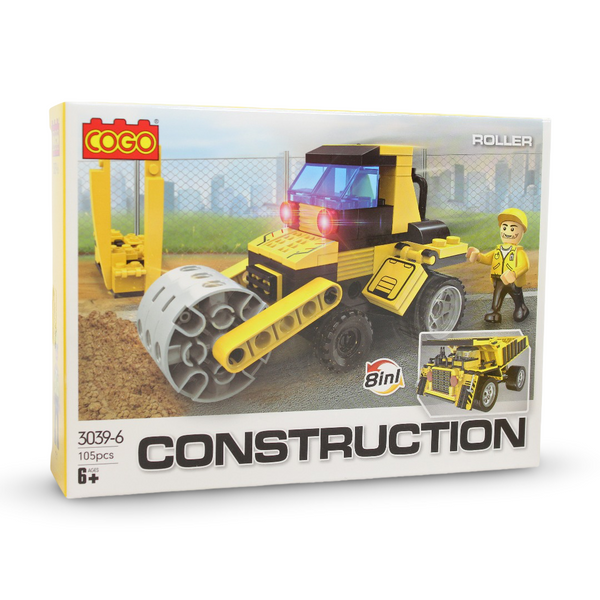 Cogo Construction Series Heavy Transport Vehicle Building Block Set 8in1