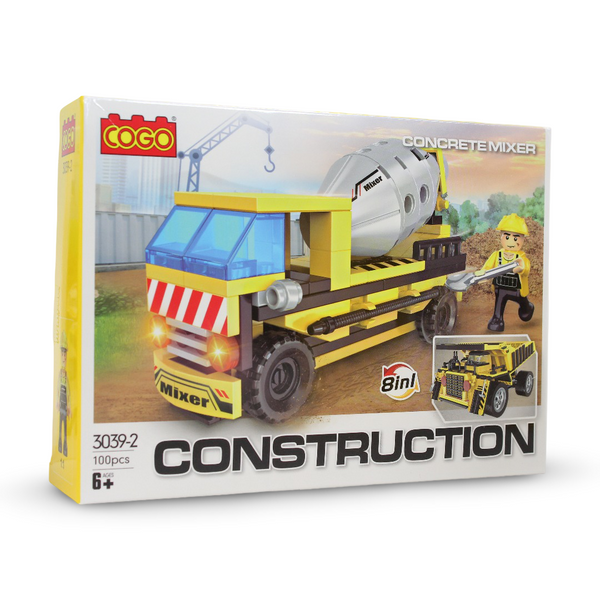 Cogo Construction Series Heavy Transport Vehicle Building Block Set 8in1