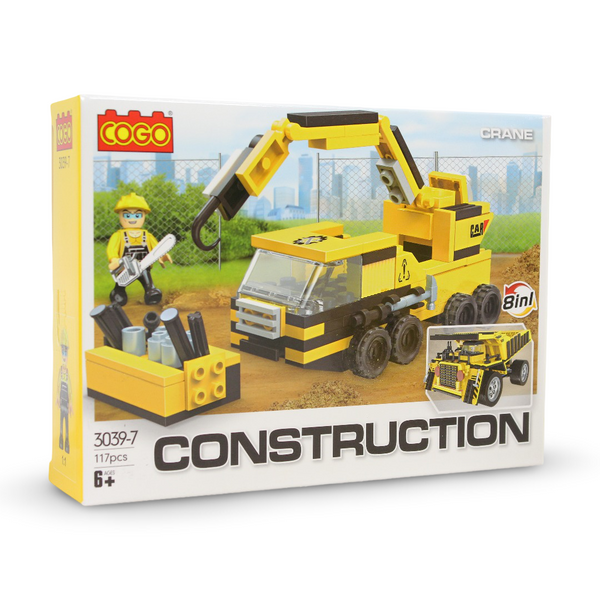 Cogo Construction Series Heavy Transport Vehicle Building Block Set 8in1