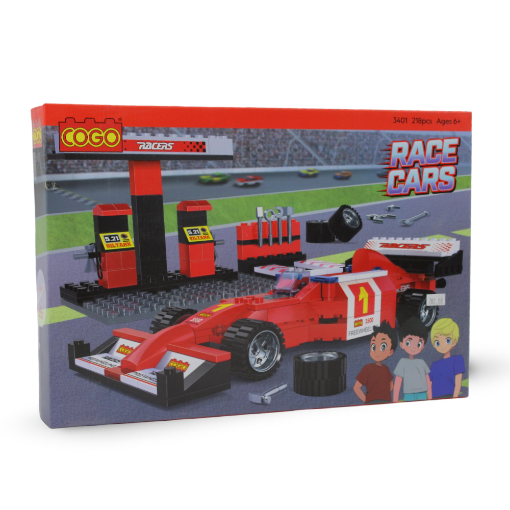 Cogo Race Cars Building Blocks Set – 218 Pieces - Toys