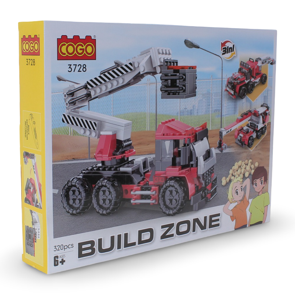 Cogo Build Zone 3-in-1 Construction Truck Building Blocks – 320 Pieces - Toys