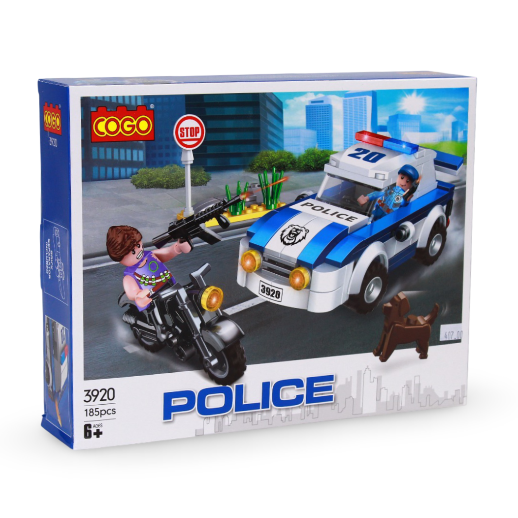 Cogo Police Car and Criminal Pursuit Building Block Set – 185 Pcs