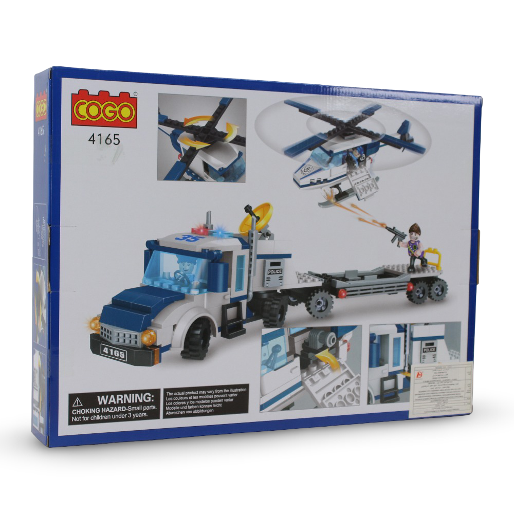 Cogo Police Truck and Helicopter Building Block Set - 329 Pcs