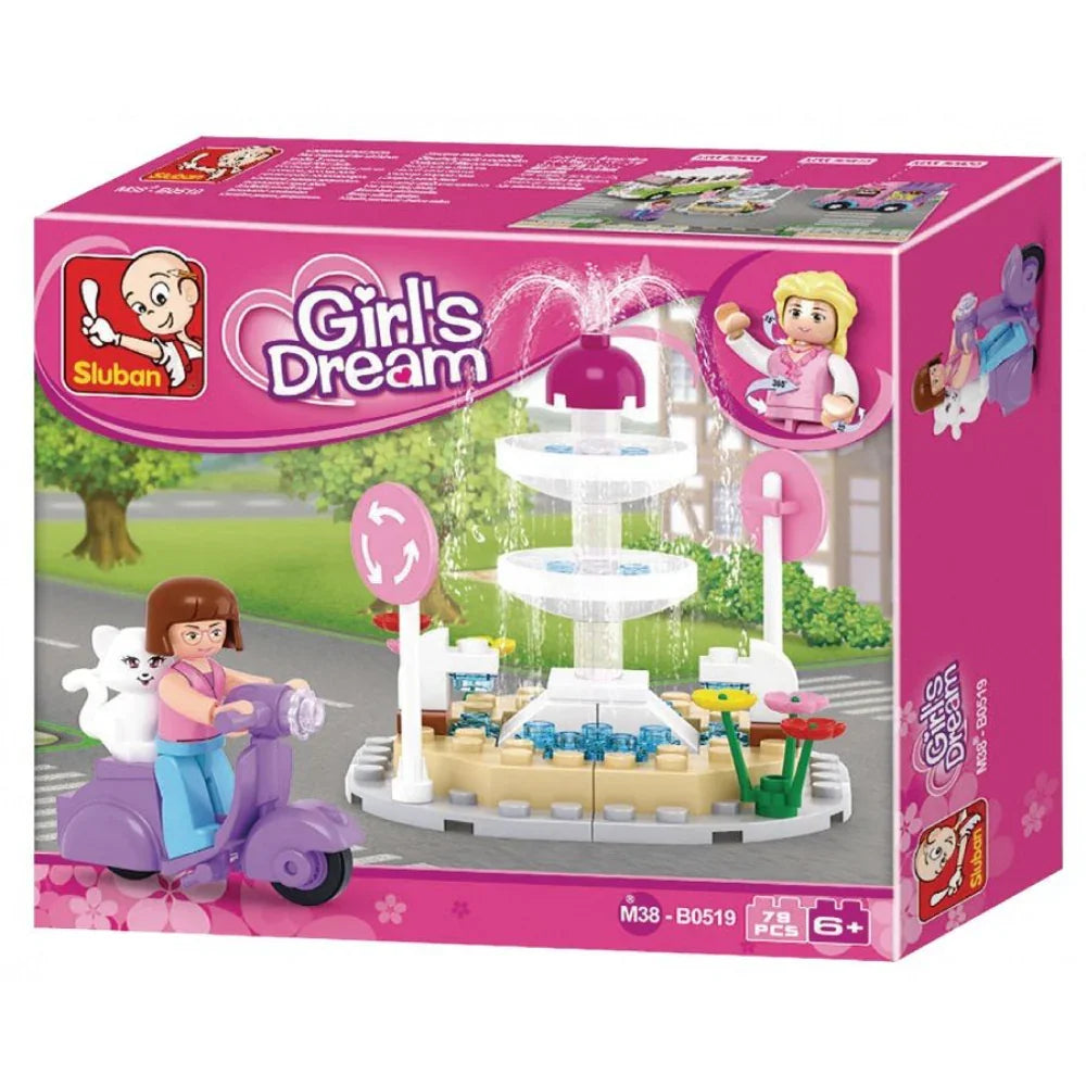 Sluban Girls Dream Fountain Building Blocks Set – 79 Pieces - Toys
