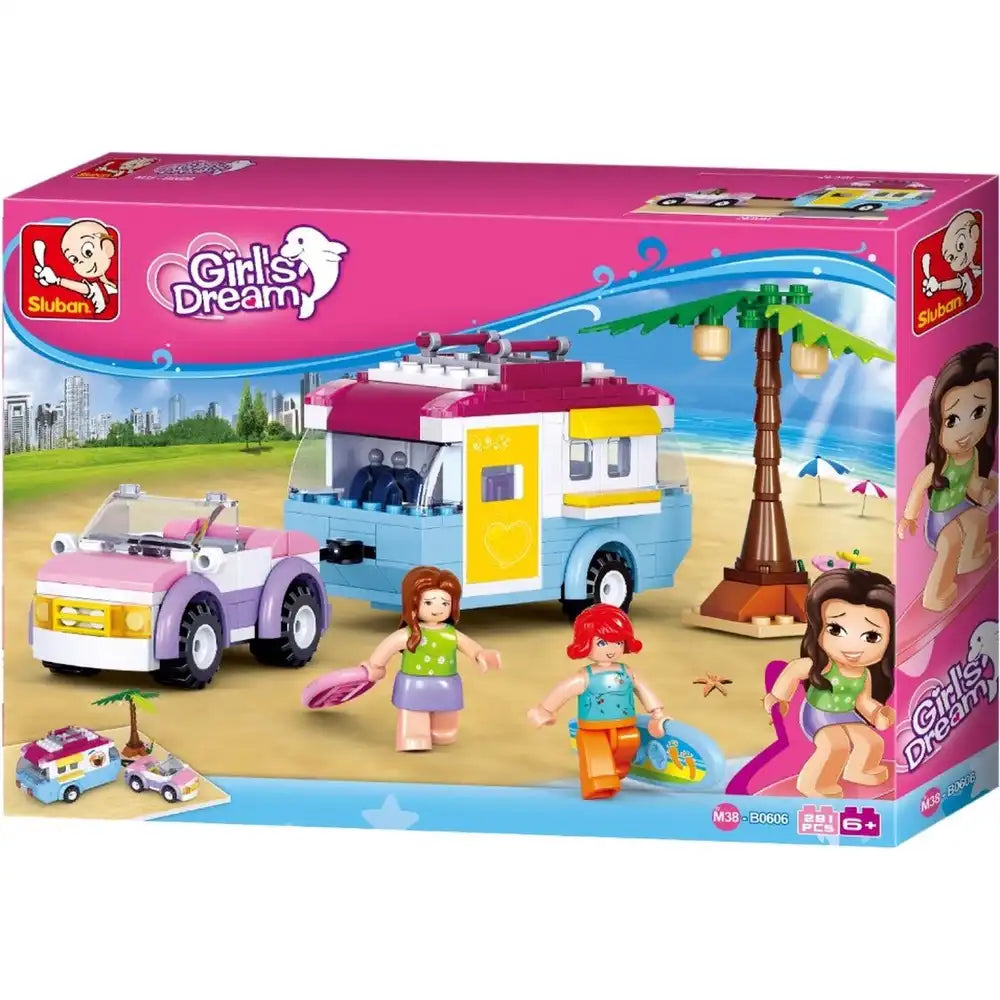 Sluban Girls Dream Car with Caravan Building Blocks Set - 272 Pcs