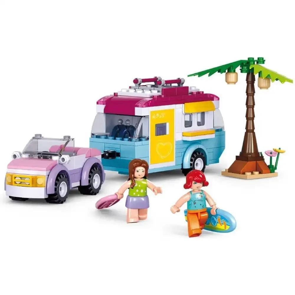 Sluban Girls Dream Car with Caravan Building Blocks Set - 272 Pcs - Toys