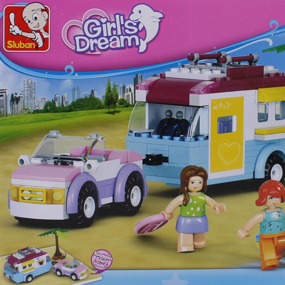 Sluban Girls Dream Car with Caravan Building Blocks Set - 272 Pcs