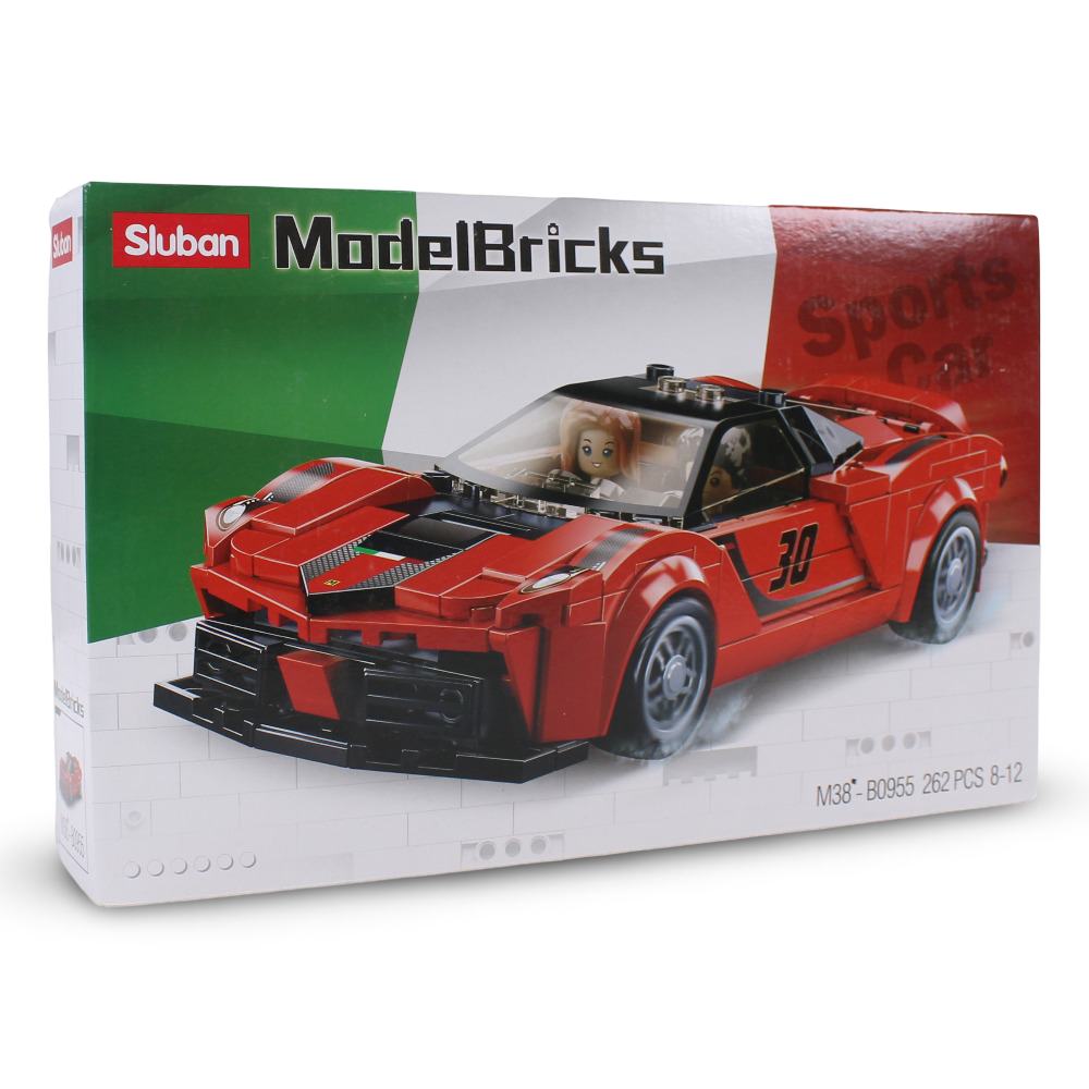 Sluban Model Bricks Red Italian Super Car - 262Pcs