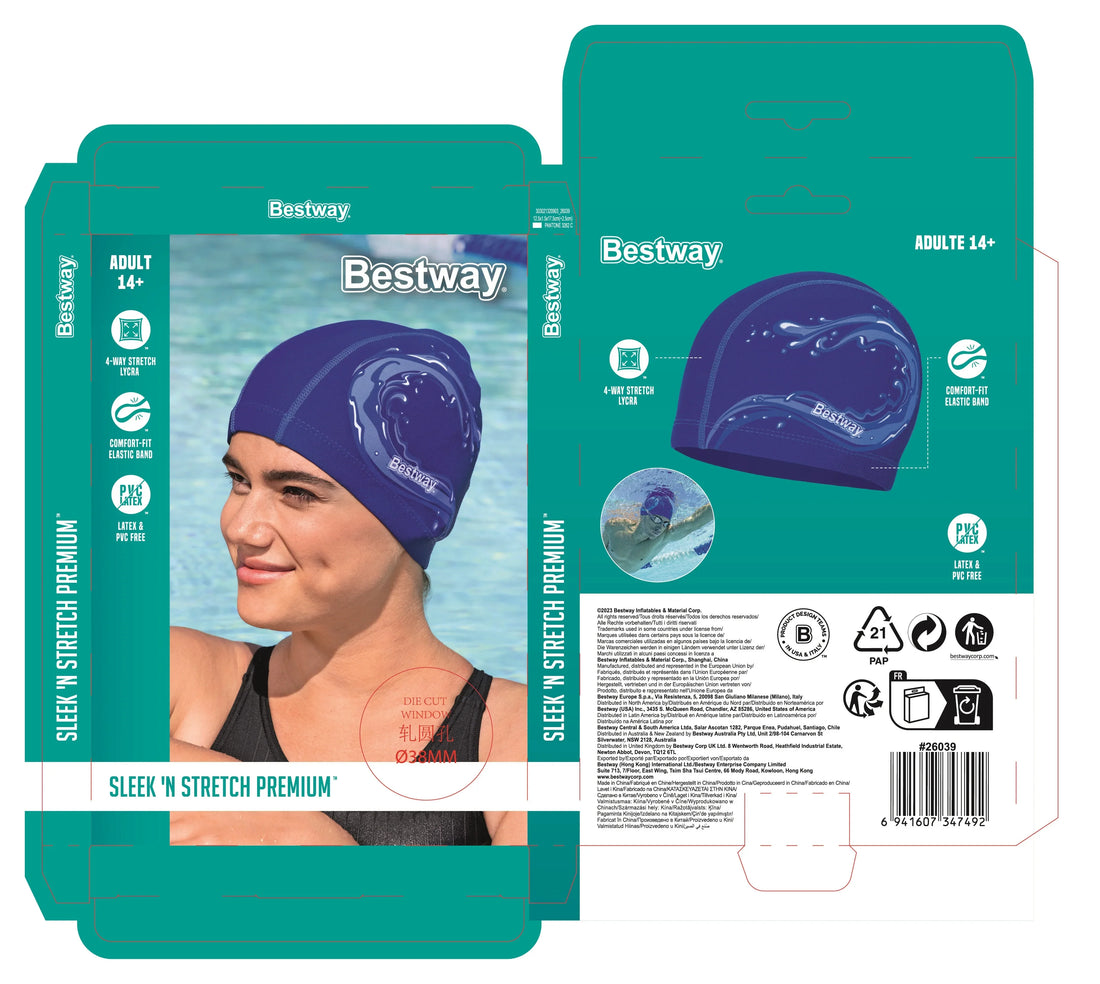 Bestway Sleek Stretch Premium Fabric Swim Cap - Summer