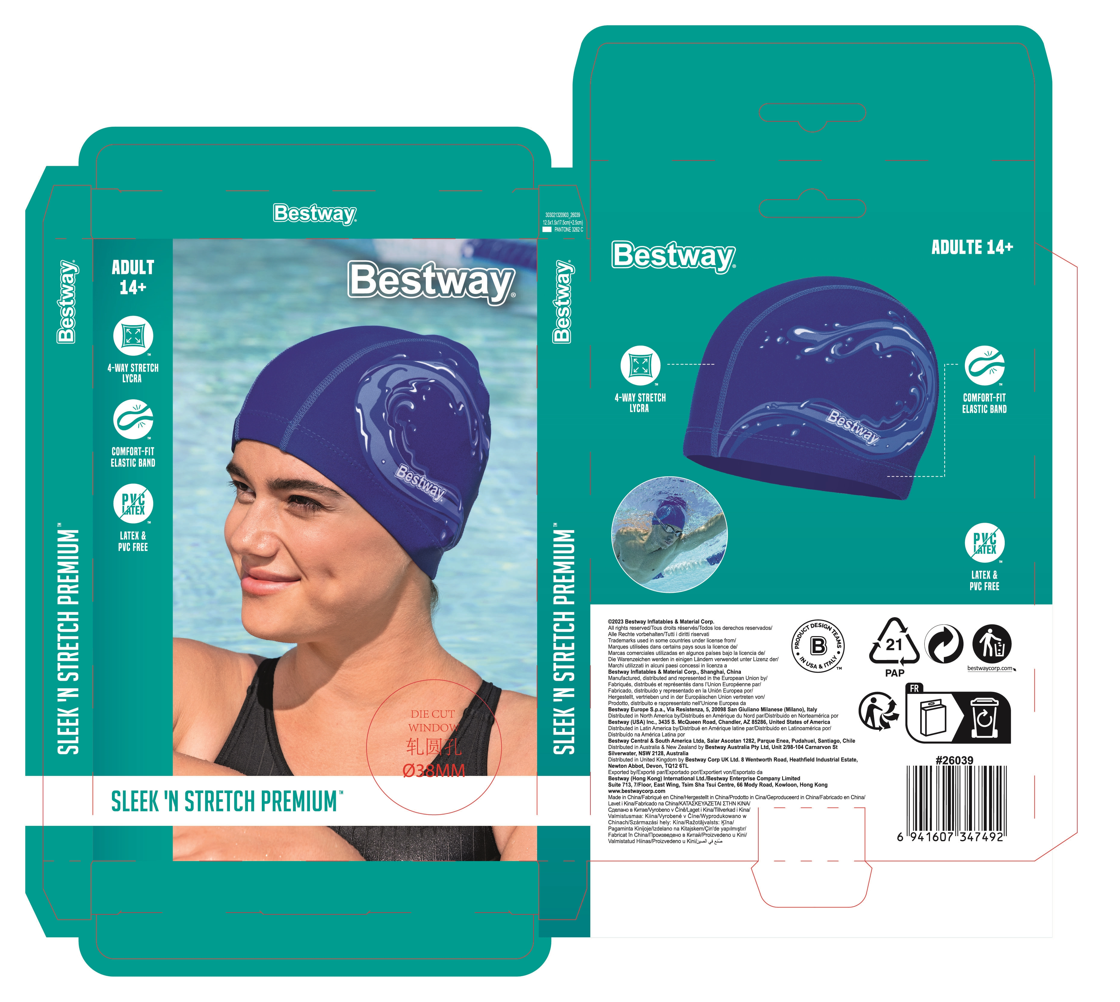 Bestway Sleek Stretch Premium Fabric Swim Cap